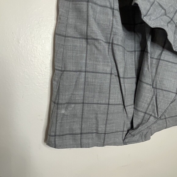 BANANA REPUBLIC Women's Sz XS Sleeveless Ruffled Front Top Gray Windowpane Wool - Picture 3 of 7